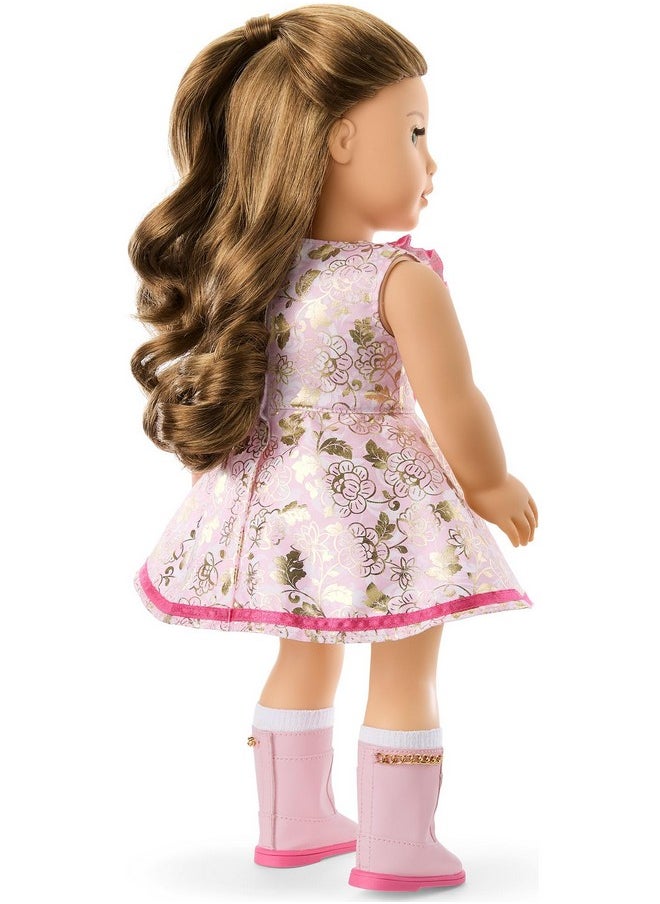 American Girl Truly Me 18-inch Doll Floral Fashion Outfit with Ruffled Bodice, Ribbon, Socks, and Boots, for Ages 6+