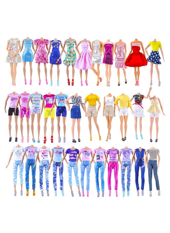 YAMASO 10 Sets Doll Clothes Include 1 Pink Dress 9 Random Casual Outfits for 11.5 inch Girl Dolls