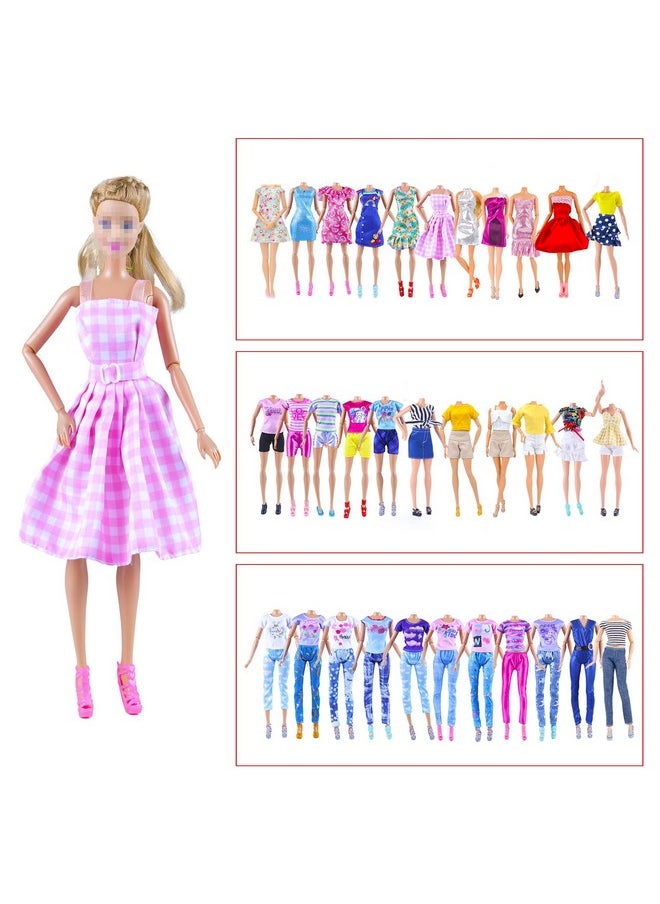 YAMASO 10 Sets Doll Clothes Include 1 Pink Dress 9 Random Casual Outfits for 11.5 inch Girl Dolls