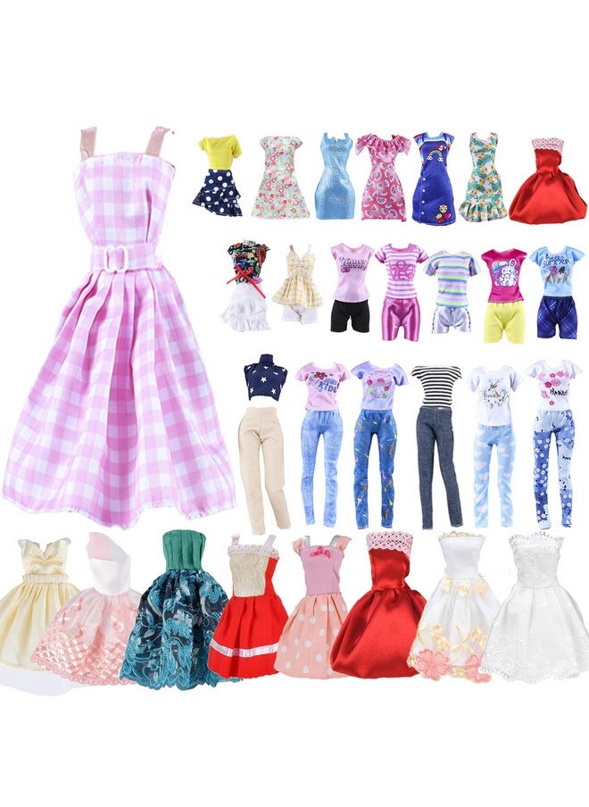YAMASO 10 Sets Doll Clothes Include 1 Pink Dress 9 Random Casual Outfits for 11.5 inch Girl Dolls