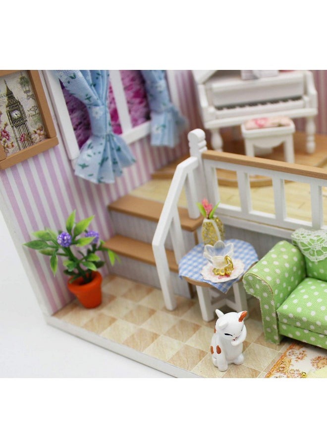 Flever Dollhouse Miniature DIY House Kit Creative Room with Furniture for Romantic Valentine's Gift(Because of Meeting You)