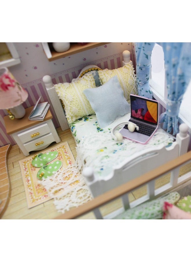 Flever Dollhouse Miniature DIY House Kit Creative Room with Furniture for Romantic Valentine's Gift(Because of Meeting You)