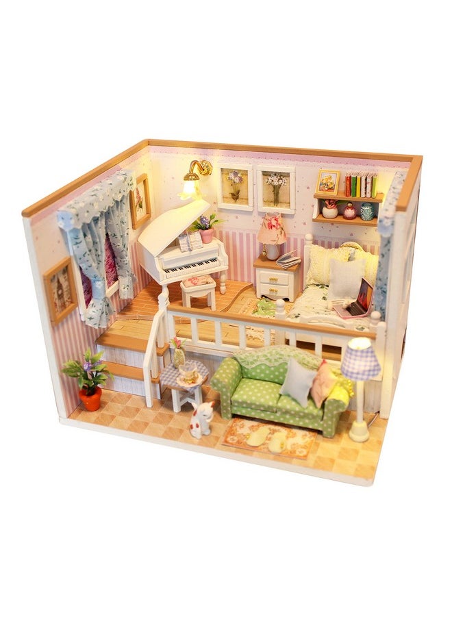Flever Dollhouse Miniature DIY House Kit Creative Room with Furniture for Romantic Valentine's Gift(Because of Meeting You)