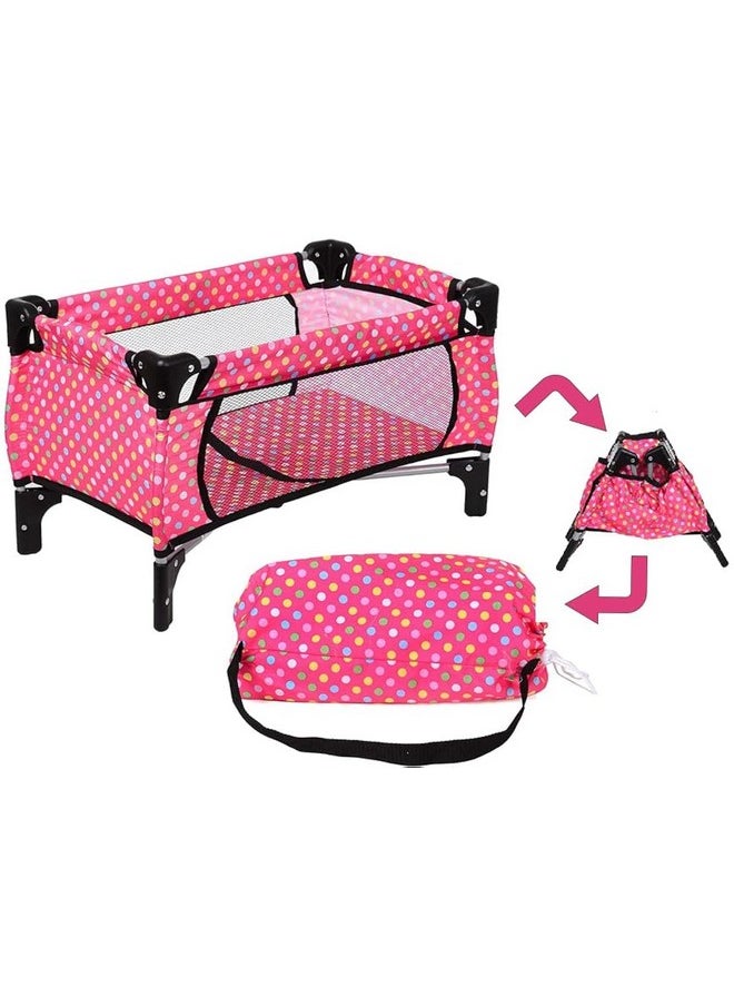 fash n kolor Doll Pack N Play Crib Polka Dot Design Fits up to 18
