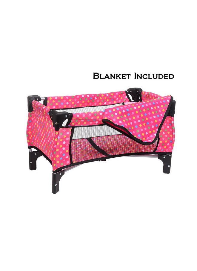 fash n kolor Doll Pack N Play Crib Polka Dot Design Fits up to 18