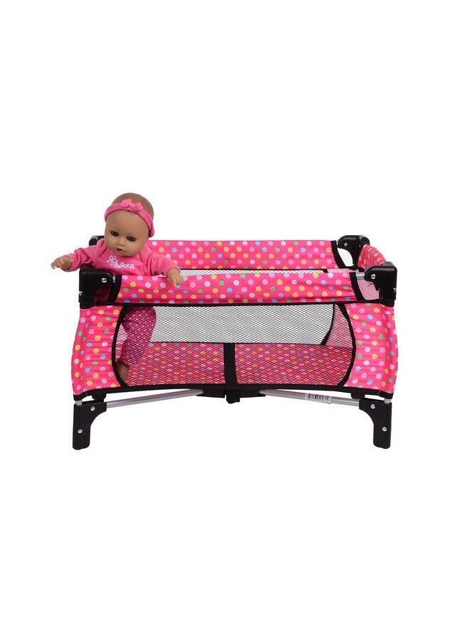 fash n kolor Doll Pack N Play Crib Polka Dot Design Fits up to 18