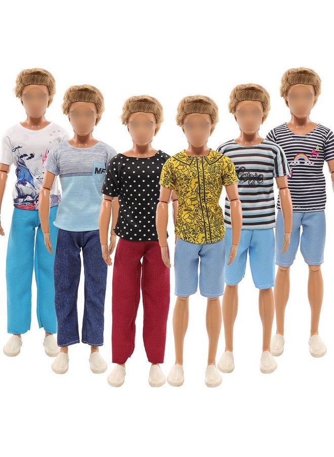 Miunana 20 PCS Male Doll Clothes and Accessories 5 Suits for 12 Inch Boy Dolls Clothes and 9 PCS Doll Accessories with 3 Pairs of Shoes and 1 Guitars Computer Dollhouse Furniture