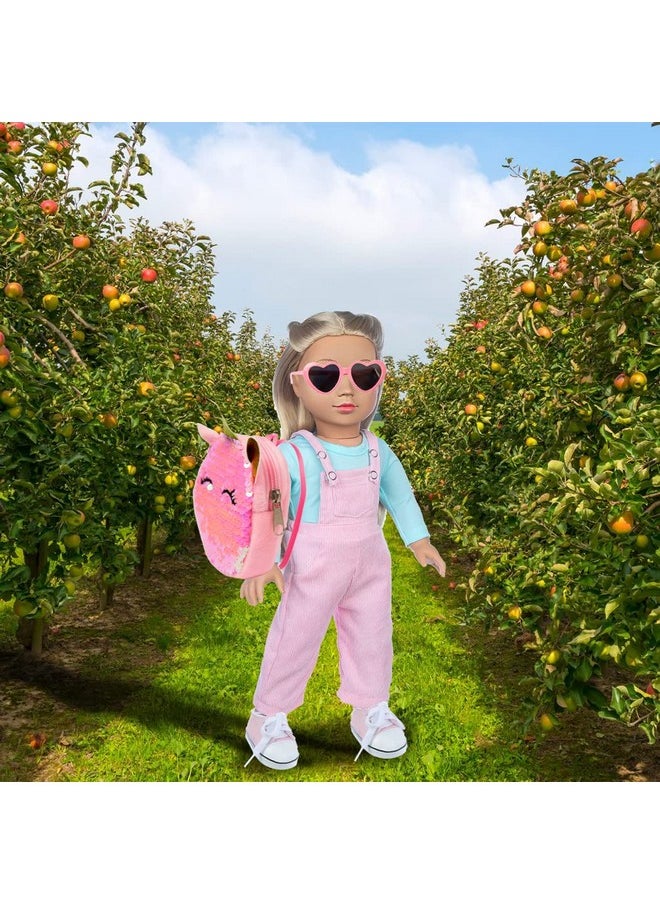 ebuddy Doll Clothes and Accessories 8 Sets Outfit with Shoes Backpack Glasses Camera Pad for 18 inch Girl Doll,Most 18 Inch Dolls(Doll not Include)