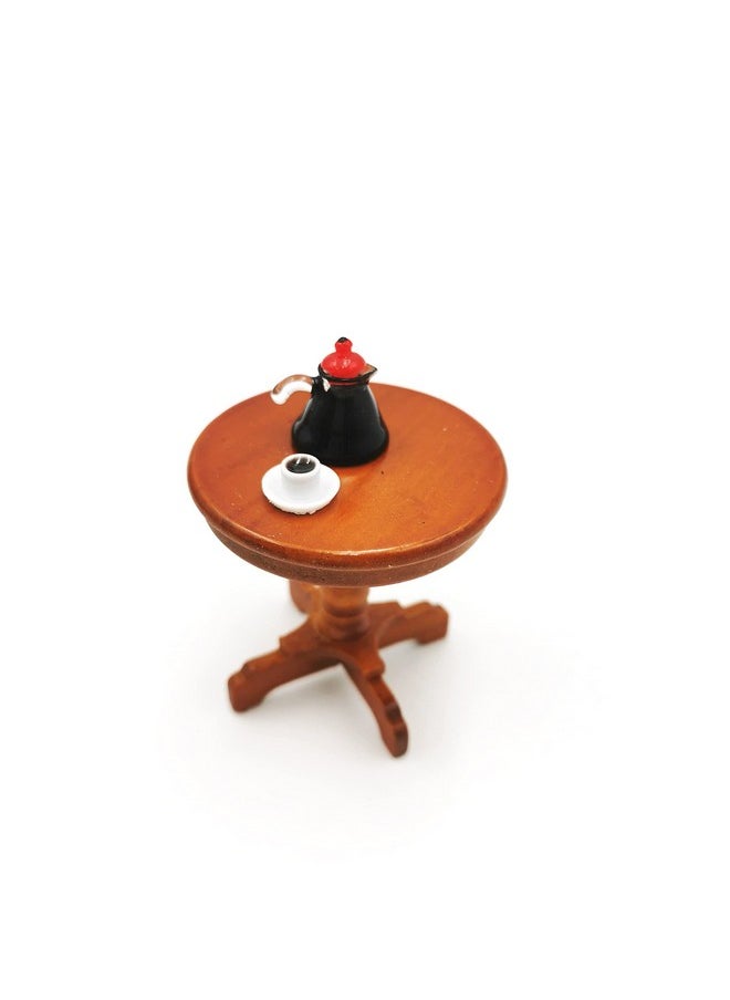 SXFSE Dollhouse Decoration Accessories, 1:12 Dollhouse Furniture Miniature Wooden Round Side Table Kids Pretend Play Toy