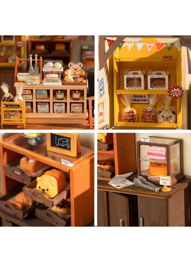 Rolife DIY Miniature Doll House Kit, Build Becka's Bakery Diorama House Building Set with LED Room Hobby Craft for Aduls Uniue Gifts for Teens