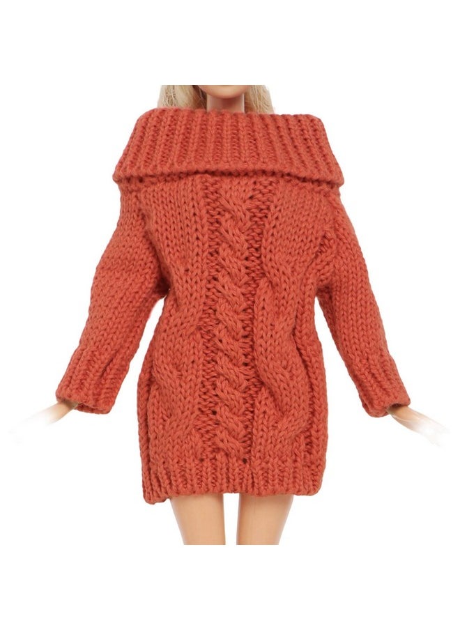 BJDBUS Winter Turtleneck Sweater Clothes for 11.5 inch Girl Doll Accessories (Red Orange)