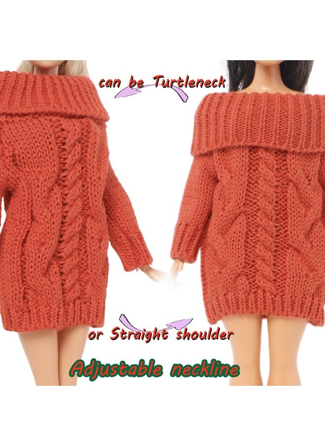 BJDBUS Winter Turtleneck Sweater Clothes for 11.5 inch Girl Doll Accessories (Red Orange)