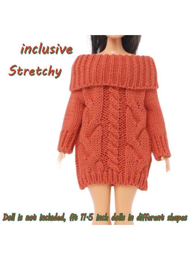BJDBUS Winter Turtleneck Sweater Clothes for 11.5 inch Girl Doll Accessories (Red Orange)