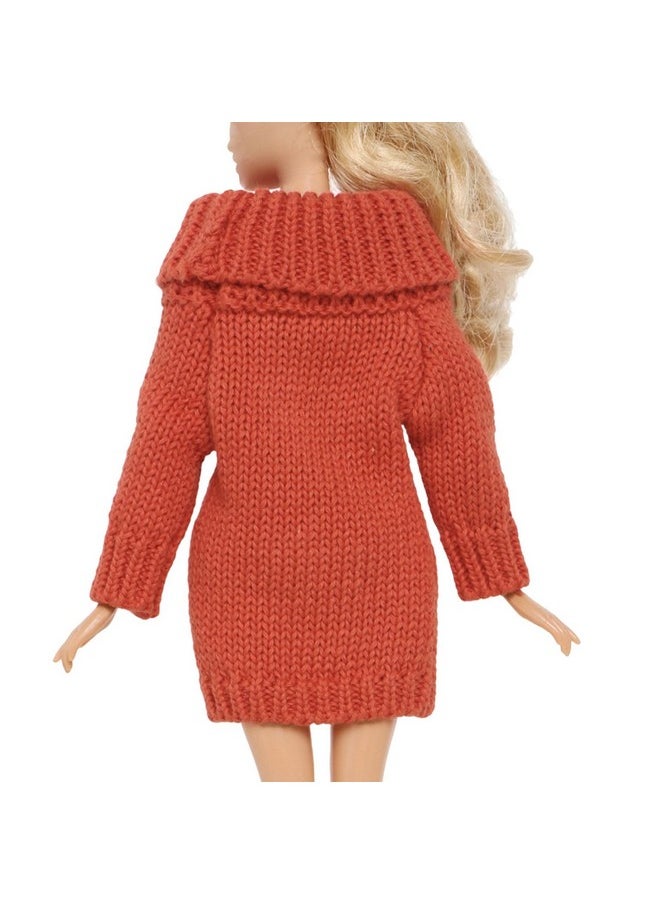 BJDBUS Winter Turtleneck Sweater Clothes for 11.5 inch Girl Doll Accessories (Red Orange)