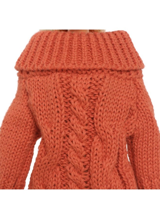 BJDBUS Winter Turtleneck Sweater Clothes for 11.5 inch Girl Doll Accessories (Red Orange)