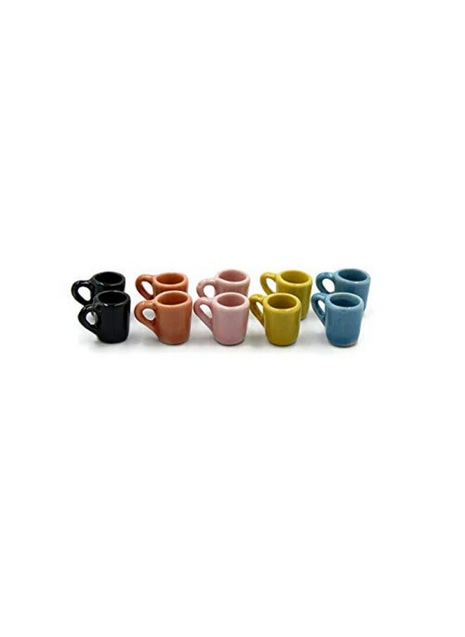 10 Mix Colorful Ceramic Coffee Mug Tea Cup Vintage Dollhouse Miniature Kitchen Food Supply No .211