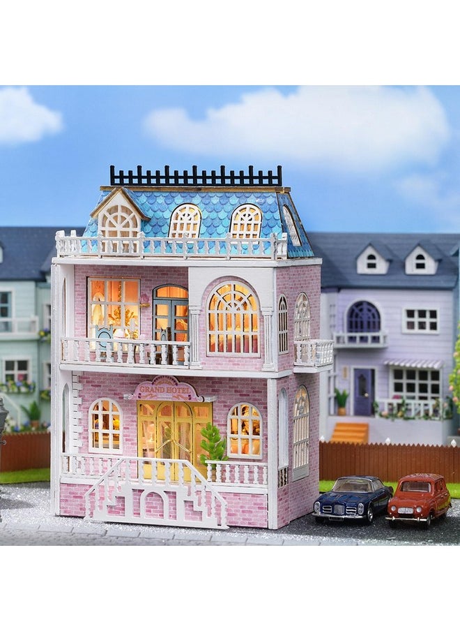 Flever Dollhouse Miniature DIY House Kit Creative Room with Furniture for Romantic Valentine's Gift (Romantic Castle)