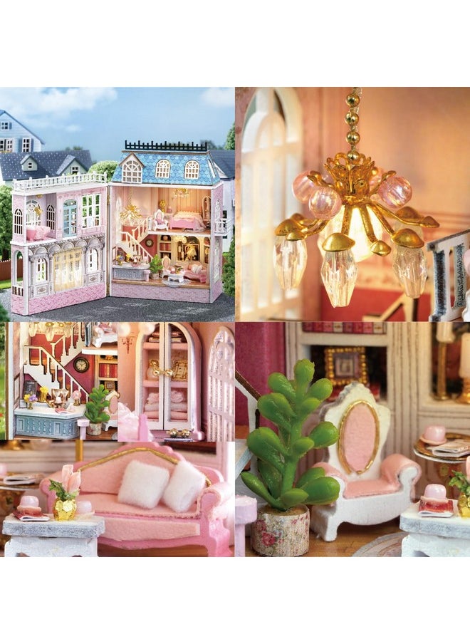 Flever Dollhouse Miniature DIY House Kit Creative Room with Furniture for Romantic Valentine's Gift (Romantic Castle)