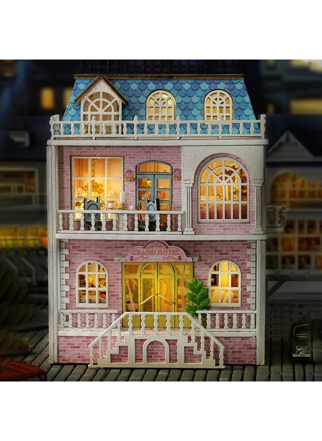 Flever Dollhouse Miniature DIY House Kit Creative Room with Furniture for Romantic Valentine's Gift (Romantic Castle)