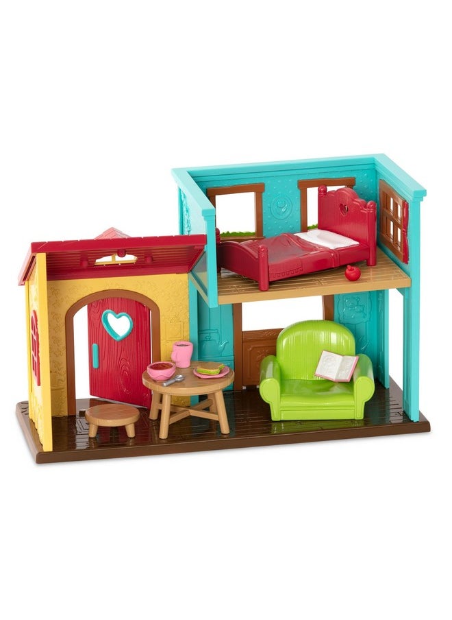 Li’l Woodzeez - Li'l Nextdoor Neighbors Townhouse Set - 12 Pcs Dollhouse Playset Including Furnitures, Accessories & Pretend Play Food - Gift Toy for Kids Age 3+