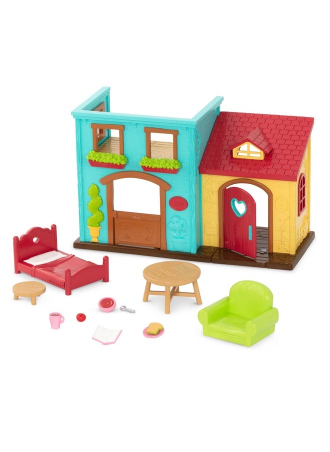 Li’l Woodzeez - Li'l Nextdoor Neighbors Townhouse Set - 12 Pcs Dollhouse Playset Including Furnitures, Accessories & Pretend Play Food - Gift Toy for Kids Age 3+