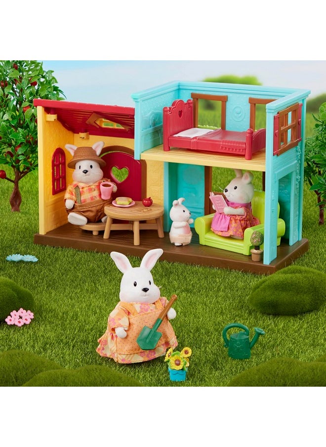 Li’l Woodzeez - Li'l Nextdoor Neighbors Townhouse Set - 12 Pcs Dollhouse Playset Including Furnitures, Accessories & Pretend Play Food - Gift Toy for Kids Age 3+