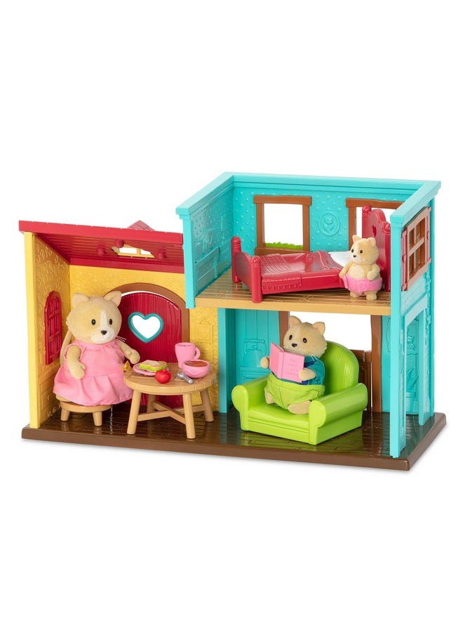 Li’l Woodzeez - Li'l Nextdoor Neighbors Townhouse Set - 12 Pcs Dollhouse Playset Including Furnitures, Accessories & Pretend Play Food - Gift Toy for Kids Age 3+