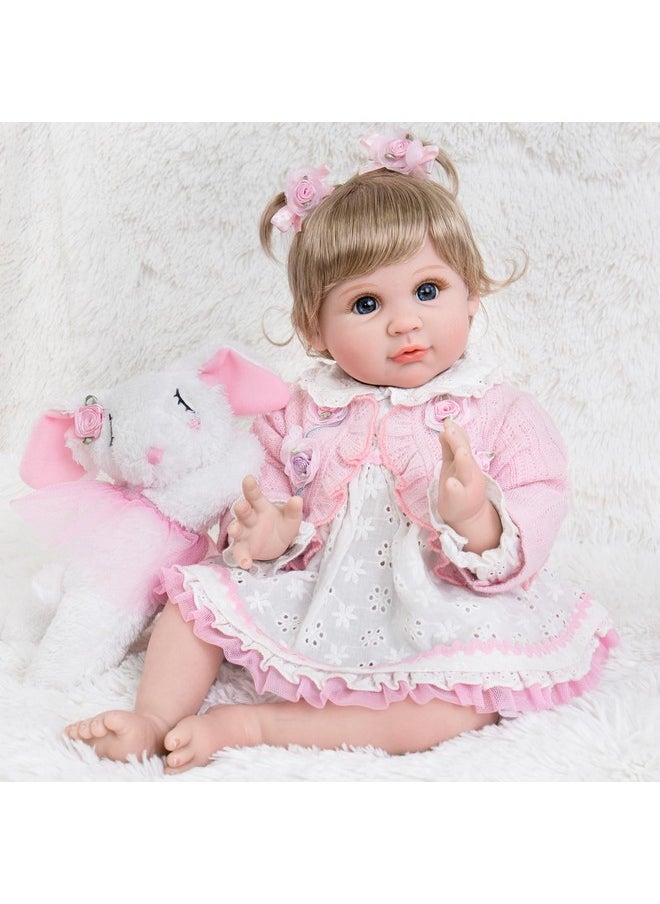 Aori Lifelike Baby Dolls Real Life Baby Dolls 22 Inch Realistic Girl Todder Dolls with Bunny Toy Doll Set for Girls Age 3+