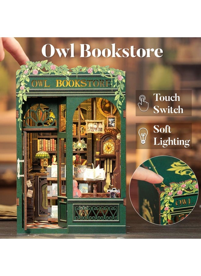CUTEBEE Book Nook Kit - DIY Miniature House Kit for Adults, Teens and Beginners, Dollhouse Booknook Library Tiny House Bookshelf Decor 3D Wooden Puzzle, Gifts for Family, Friends (Owl Bookstore)