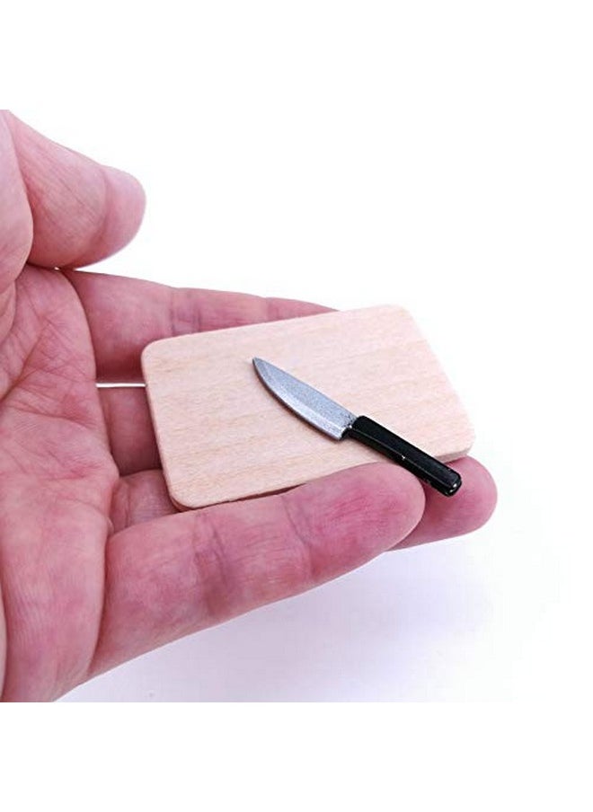 SXFSE Dollhouse Decoration Accessories, 1:12 Dollhouse Miniature Scene Model Kitchen Knives Set with Chopping Board Pretend Play Toy