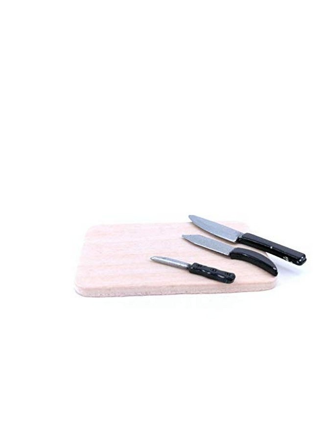 SXFSE Dollhouse Decoration Accessories, 1:12 Dollhouse Miniature Scene Model Kitchen Knives Set with Chopping Board Pretend Play Toy