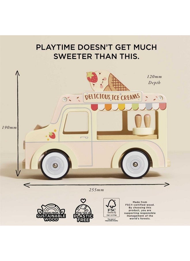 Le Toy Van - Wooden Doll House Dolly Ice Cream Van Play Set for Dolls Houses | Daisylane Dolls House Furniture Sets - Suitable for Ages 3+