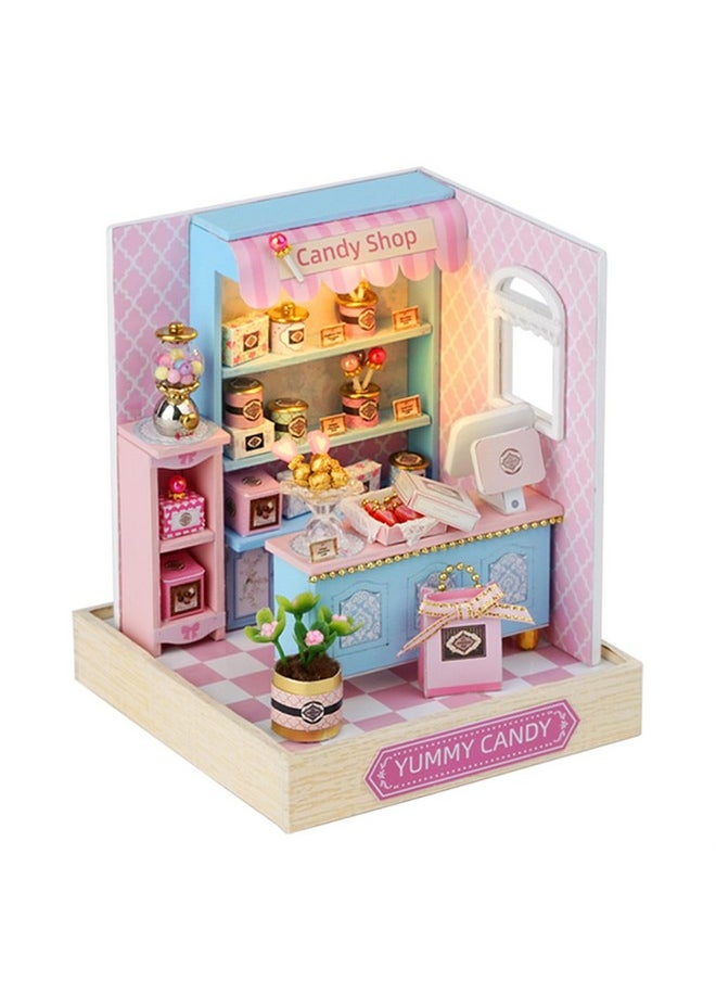 Flever Dollhouse Miniature DIY House Kit Creative Room with Furniture for Romantic Valentine's Gift (Yummy Candy)