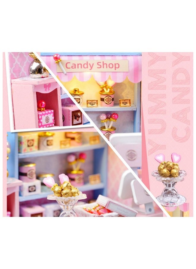 Flever Dollhouse Miniature DIY House Kit Creative Room with Furniture for Romantic Valentine's Gift (Yummy Candy)