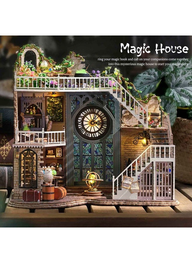 CUTEBEE DIY Dollhouse Miniature Kit, DIY Wooden Dollhouse Kit Miniature House Kit Tiny House Kit, Creative Room Idea (Magic House)