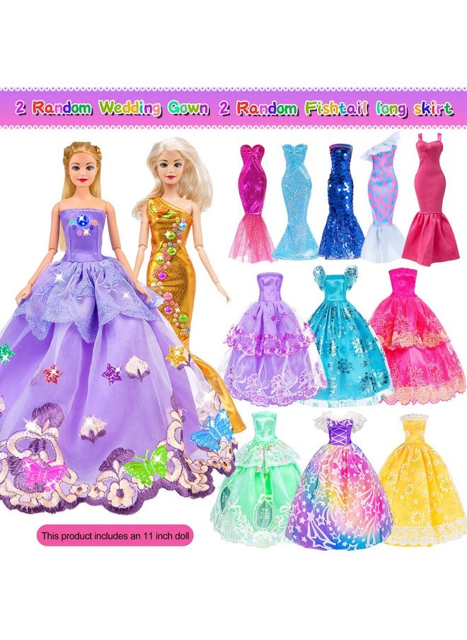 Doll and Accessories Doll Clothes and Accessories Toys DIY Playest for Girls 6-12 Including One Doll,Wedding Gowns, Outfits, Shoes,Handbags (One Doll)