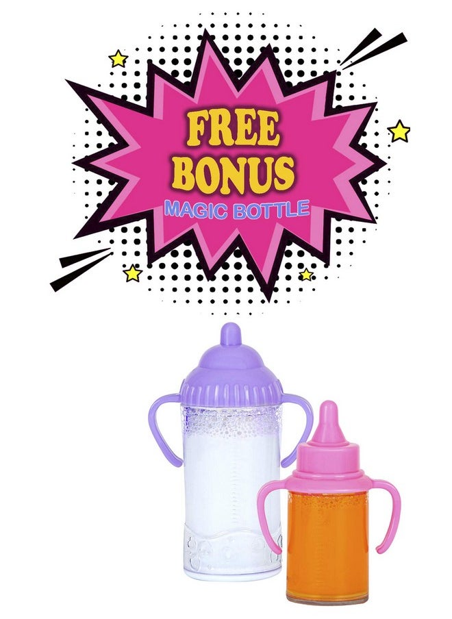fash n kolor My First Doll Stroller with Basket - Pink Off-White Foldable Doll Stroller - Fits Upto 18
