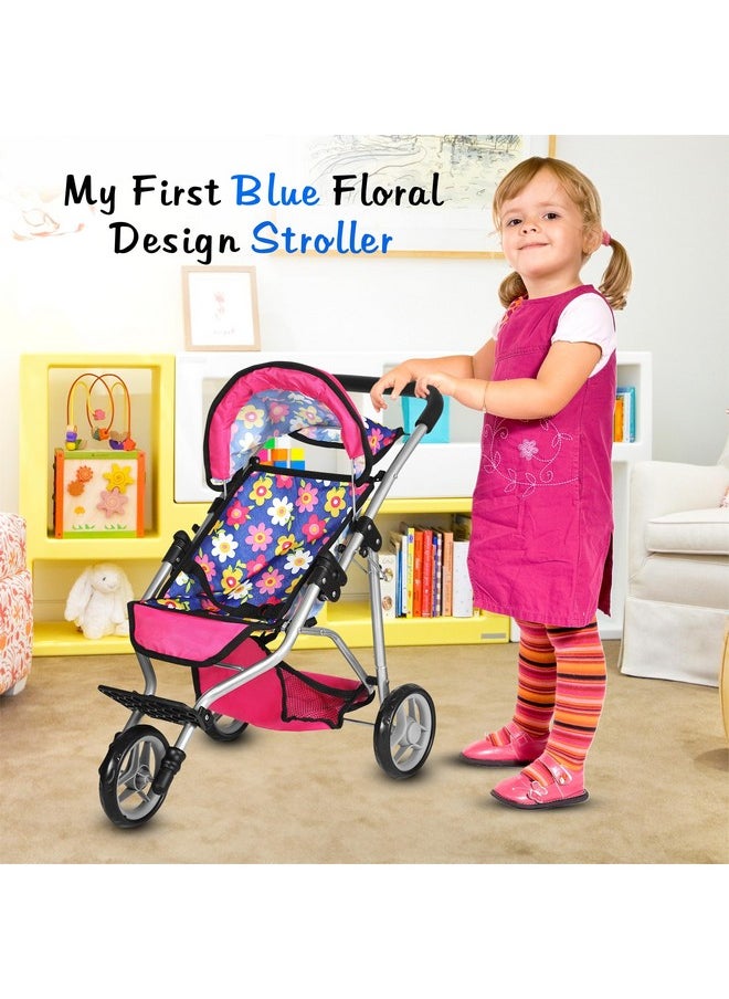 fash n kolor® Baby Doll Stroller Gift for Kids, Toy Doll Stroller with Adjustable Canopy & Storage Basket Push Pram Baby Stroller for Dolls - Foldable Doll Stroller for Pretend Play Dolls Accessories