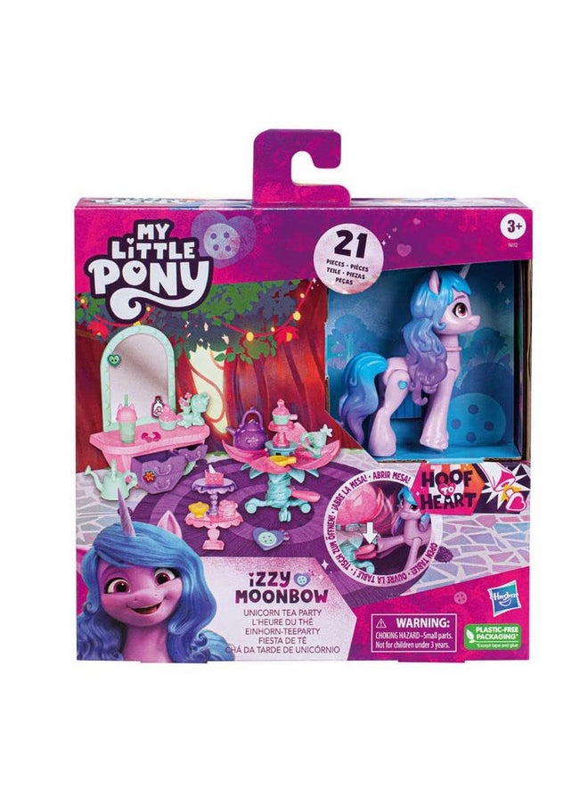 My Little Pony: Make Your Mark Toy Unicorn Tea Party Izzy Moonbow - Hoof to Heart Pony, 20 Accessories and Story Scene for Kids Age 3 and Up