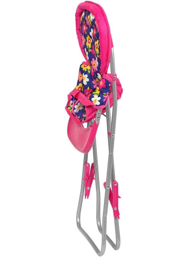 Fash n kolor - Baby Doll High Chair with Tray, Fits up to 18 inch Baby Dolls, Flower Print Toddler Furniture Toy High Chair for Dolls Toys Easy to fold for Compact Storage