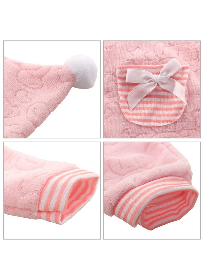 Miunana Baby Doll Clothes 14 to 16 Inch Doll Pink Jumpsuit Hooded Outfits with Cap Handmade Rompers Clothing Set