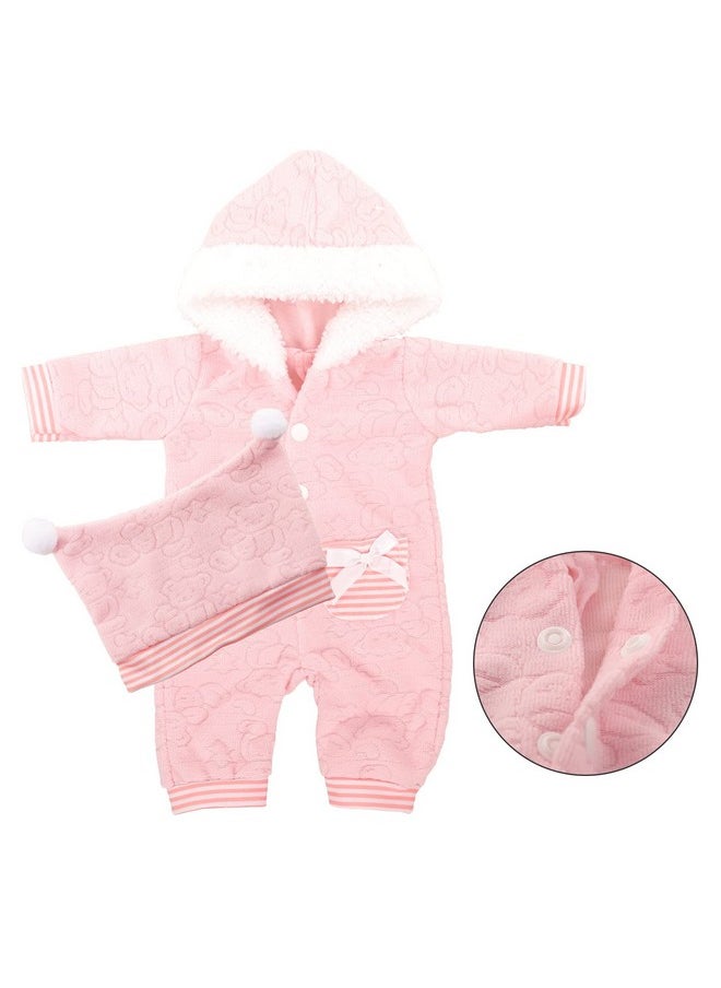 Miunana Baby Doll Clothes 14 to 16 Inch Doll Pink Jumpsuit Hooded Outfits with Cap Handmade Rompers Clothing Set