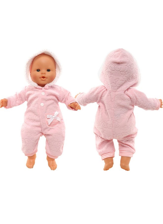 Miunana Baby Doll Clothes 14 to 16 Inch Doll Pink Jumpsuit Hooded Outfits with Cap Handmade Rompers Clothing Set