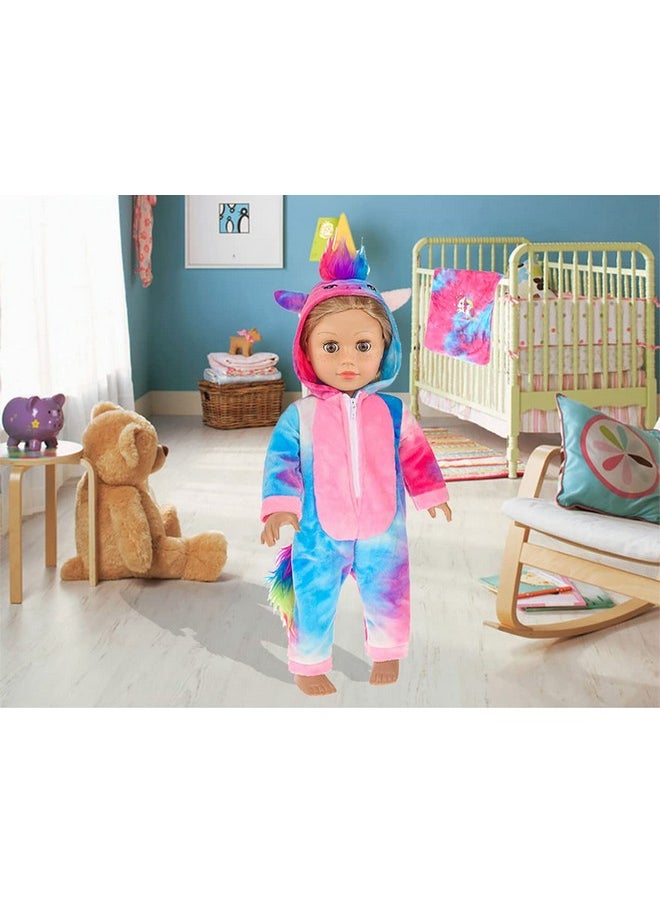 ebuddy 18 inch Doll Clothes 18 Inch Doll Accessories-Unicorn Doll Costume Colorful Tie-Dyed Pajamas Sleeping Bag Set for 18 inch Girl Doll,Most 18 Inch Dolls(No Doll)