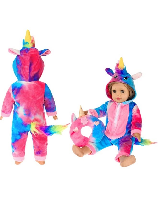 ebuddy 18 inch Doll Clothes 18 Inch Doll Accessories-Unicorn Doll Costume Colorful Tie-Dyed Pajamas Sleeping Bag Set for 18 inch Girl Doll,Most 18 Inch Dolls(No Doll)