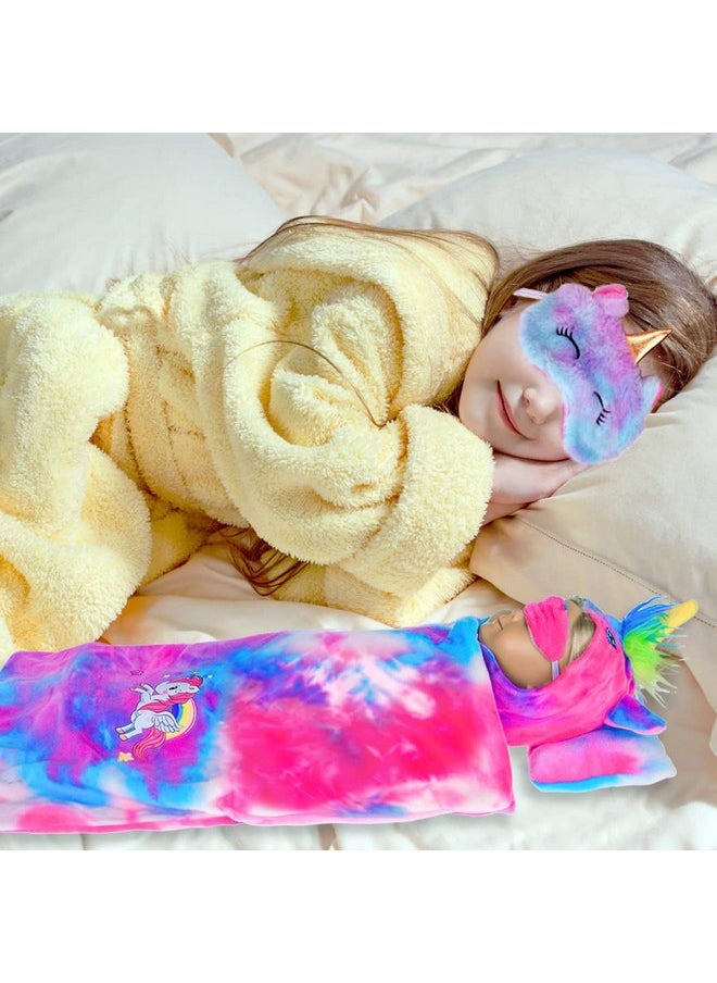 ebuddy 18 inch Doll Clothes 18 Inch Doll Accessories-Unicorn Doll Costume Colorful Tie-Dyed Pajamas Sleeping Bag Set for 18 inch Girl Doll,Most 18 Inch Dolls(No Doll)