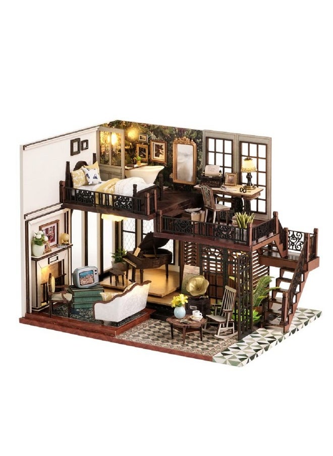 Flever Dollhouse Miniature DIY House Kit Creative Room with Furniture for Romantic Artwork Gift (Time Impression)