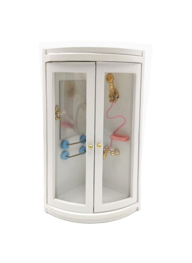 SXFSE Dollhouse Shower Room,1:12 Dollhouse Miniature Furniture Simulation White Bathroom Shower Room