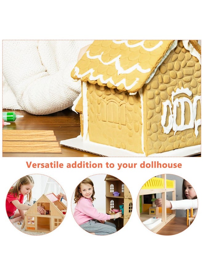 TOYANDONA 40pcs Miniature Dollhouse Flooring, Mini Dollhouse Floor Boards Self Adhesive Dollhouse Wood Flooring Peel and Stick for Dollhouse Accessories