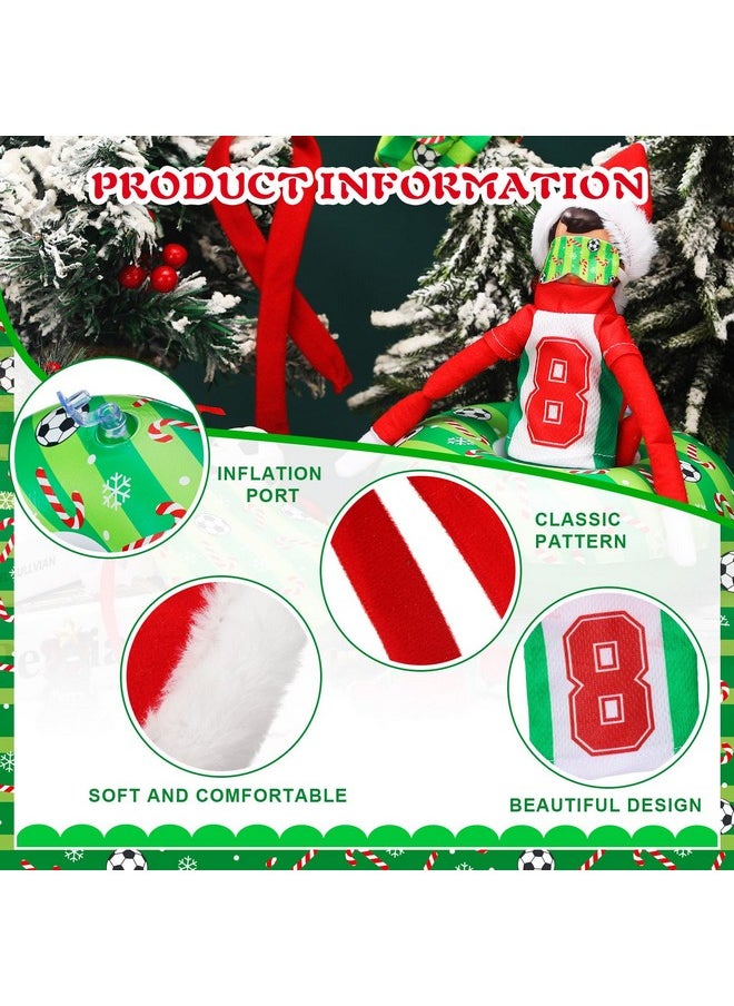 Kacctyen 15 Pcs Soccer Themed Christmas Elf Doll Accessories Include Christmas Doll Sleeping Bag Apron Chef Hat Scarf Pillow Eye Mask Shoes Mask Hammock for Elf Doll Props